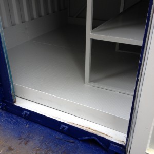 Chemical store fitted with steel checkerplate floor and steel bund