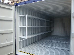Chemical store steel shelving