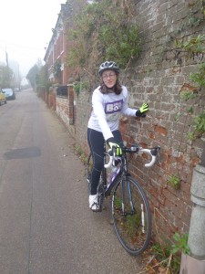 Jane Billing cycling from London to Paris for St. Elizabeth Hospice 2015